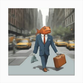 Fish man in the big city Canvas Print