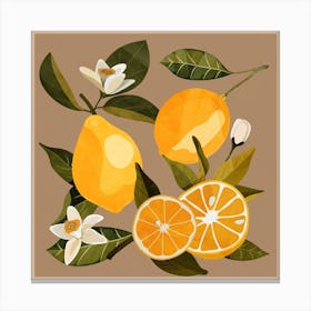 Lemons Botanical Art Canvas Print