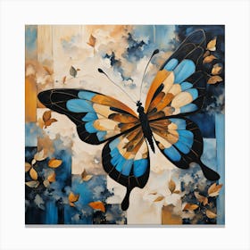 Decorative Butterfly in Blue and Cream III Canvas Print