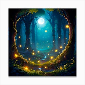 Fireflies In The Forest Canvas Print