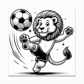 Lion Kicking Soccer Ball 1 Canvas Print