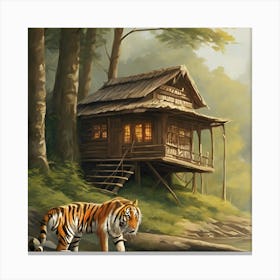 Tiger In The Forest Canvas Print