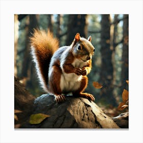 Squirrel In The Forest 28 Canvas Print