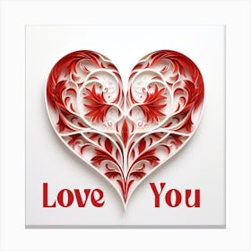 Valentine Red Heart Paper Art Canvas Print