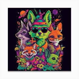 Psychedelic Foxes Canvas Print
