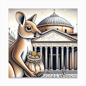 Kangaroo In Rome 1 Canvas Print