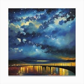 Night Sky Over The Bridge Canvas Print