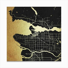 Vancouver Street Map Gold and Black Canvas Print