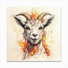 Goat With Flames 10 Canvas Print