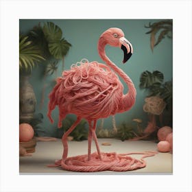 A Flamingo made of rope Canvas Print