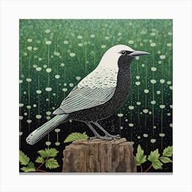 Ohara Koson Inspired Bird Painting Blackbird 4 Square Canvas Print