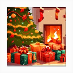 Christmas Tree With Presents 16 Canvas Print