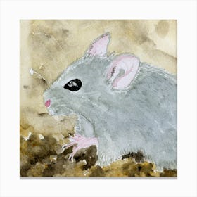 Gray Mouse Watercolor Painting Canvas Print