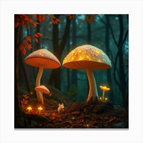 Mushrooms In The Forest 11 Canvas Print