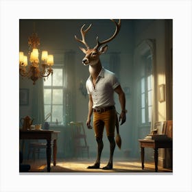 Deer In A Room 12 Canvas Print