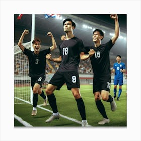 Soccer Players Celebrating A Goal Canvas Print