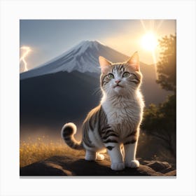 Cat In Front Of Mt Fuji Canvas Print