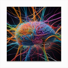 Brain With Colorful Wires 1 Canvas Print