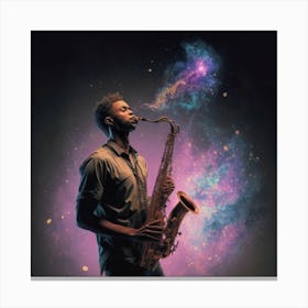 Saxophone Player In Space Canvas Print