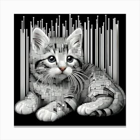Cat With Barcodes Canvas Print
