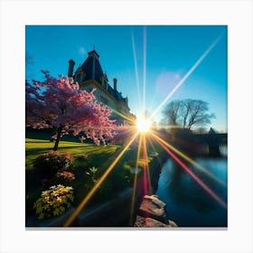 Sunrise Over A River Canvas Print