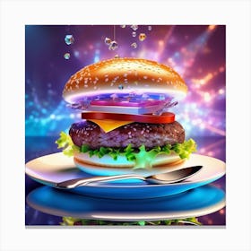 Burger On A Plate 54 Canvas Print