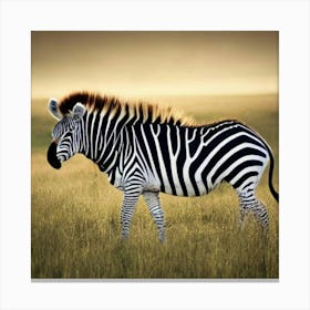 Wild Zebra On Grassland Adeline Yeo Canvas Print