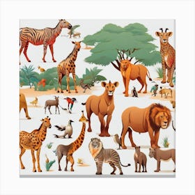 Leonardo Diffusion Xl Vector Set Of Various African Animals 0 (1) Canvas Print