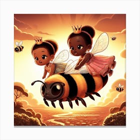 Bee And Kids Canvas Print