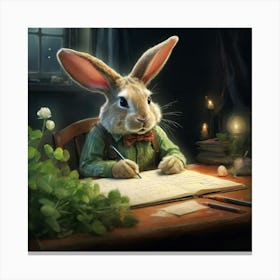 Rabbit Writing 1 Canvas Print