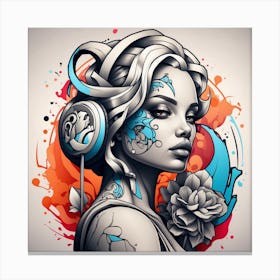 Girl With Headphones 1 Canvas Print