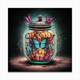 Butterflies In A Jar 1 Canvas Print