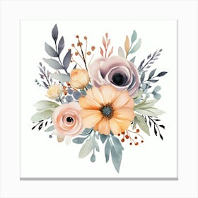 Watercolor Floral Bouquet Canvas Print