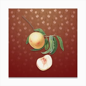 Vintage Duracina Peach Botanical on Falu Red Pattern n.2316 Canvas Print