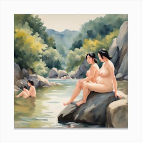 Nude Women In The River Canvas Print