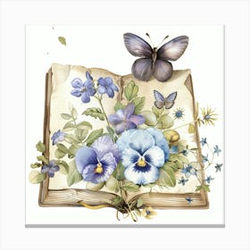 Open Book With Butterflies 2 Canvas Print