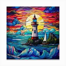 Maraclemente Stained Glass Lighthouse Vibrant Colors Beautiful 5 Canvas Print