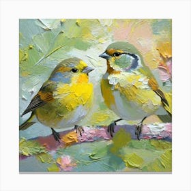 Firefly A Modern Illustration Of 2 Beautiful Sparrows Together In Neutral Colors Of Taupe, Gray, Tan (60) Canvas Print