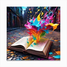 Colorful Book Splashed With Paint Canvas Print