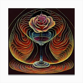 A rose in a glass of water among wavy threads 10 Canvas Print