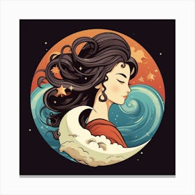 Moon And The Girl Canvas Print