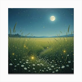 Moonlight In The Meadow 5 Canvas Print