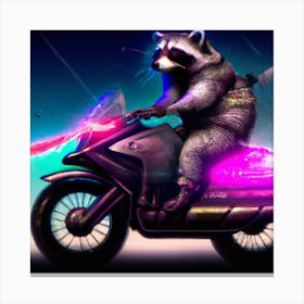 Raccoon on Motorcycle Canvas Print