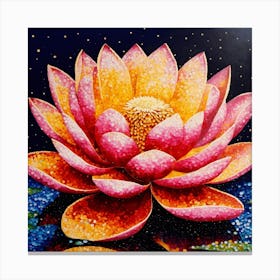Pointillist on metal "Flower of Lotus" Canvas Print