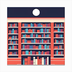 Library With Books Canvas Print