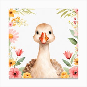 Floral Baby Goose Nursery Illustration (26) Canvas Print