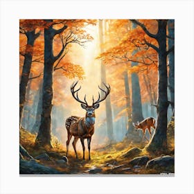 Deer In The Woods 63 Canvas Print