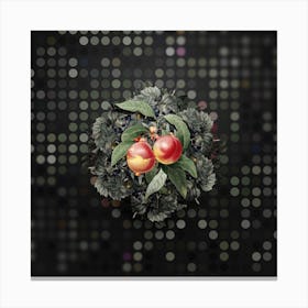 Vintage Peach Fruit Wreath on Dot Bokeh Pattern n.0497 Canvas Print