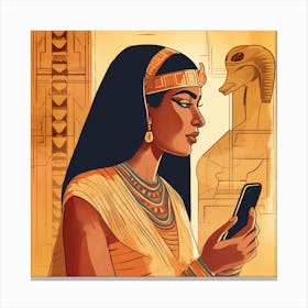 Egyptian Woman Using A Smartphone Canvas Print