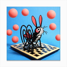 Rabbit On Chess Board Canvas Print